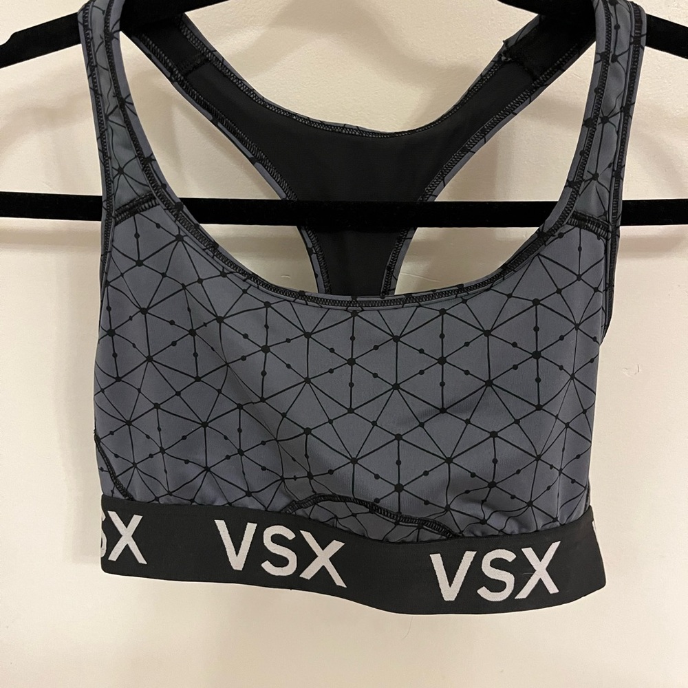 VSX Gray and Black Sports Bra with Racerback Design